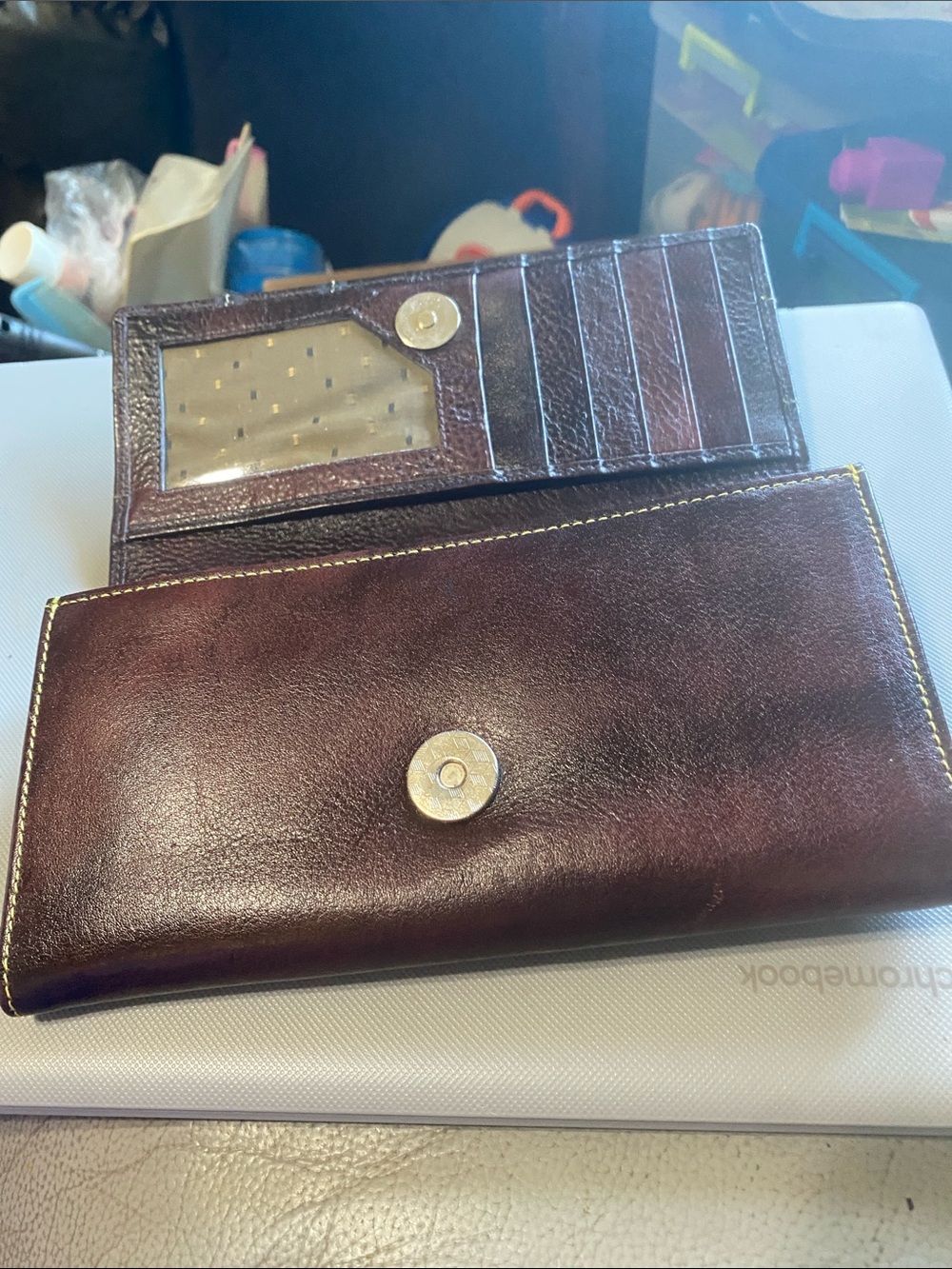 Brown Leather Snap Closure Wallet from UK